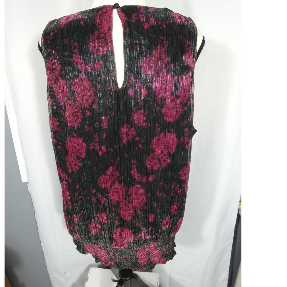 White House Black Market XL Sleeveless Blouse Deep V-Neck Keyhole Sparkle Party - Picture 3 of 7